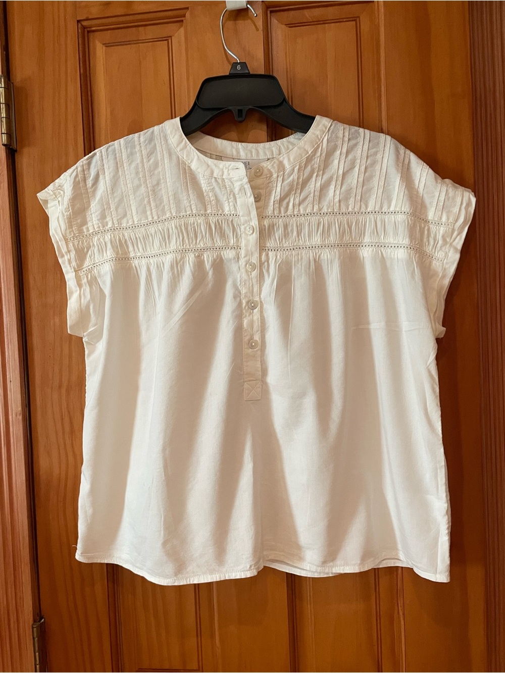 White Women's Pintuck Button-Front Blouse